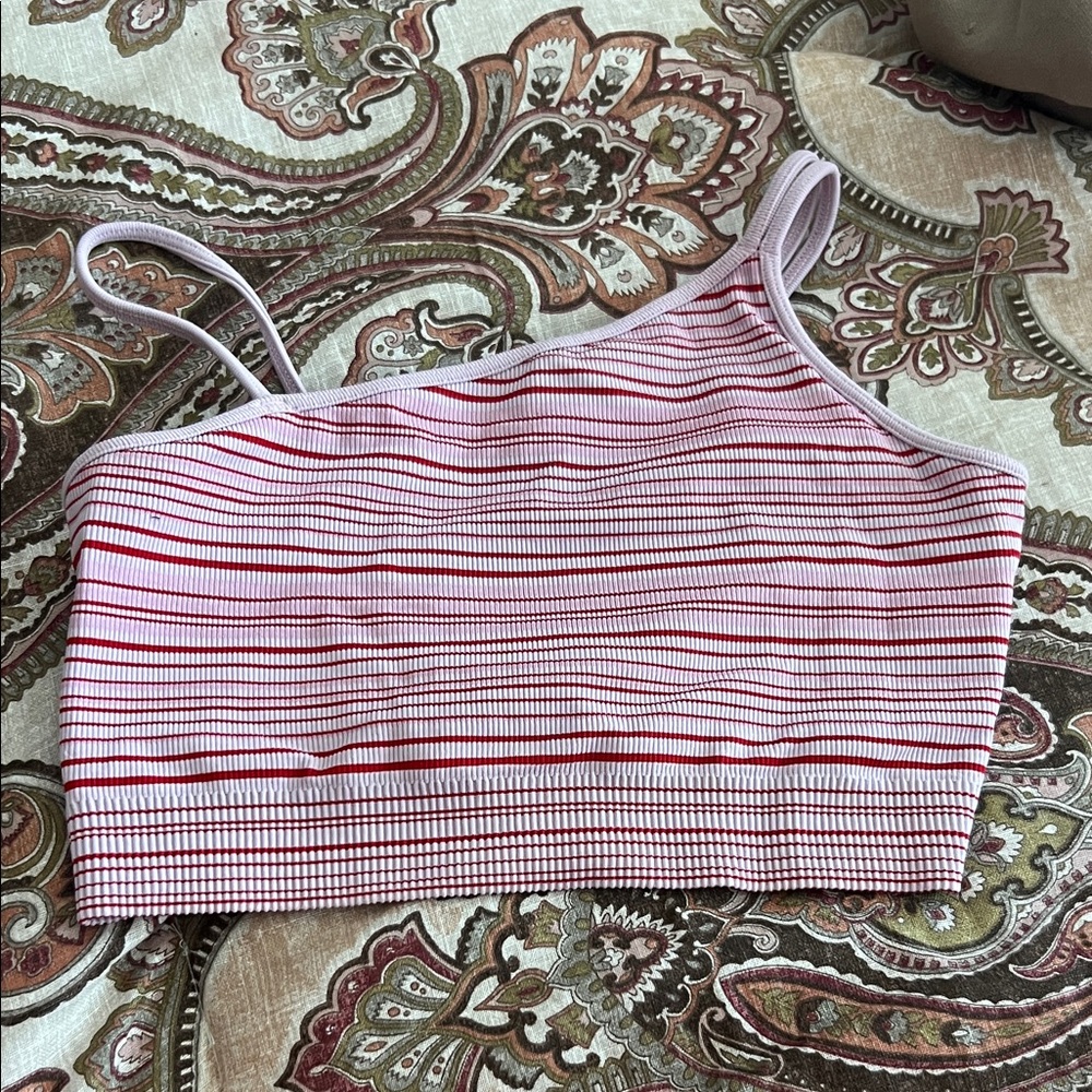 H&M Striped Pink and Red Women's Top